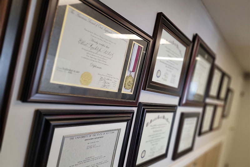 Long Island Implant and Cosmetic Dentistry Diplomas and Certificates